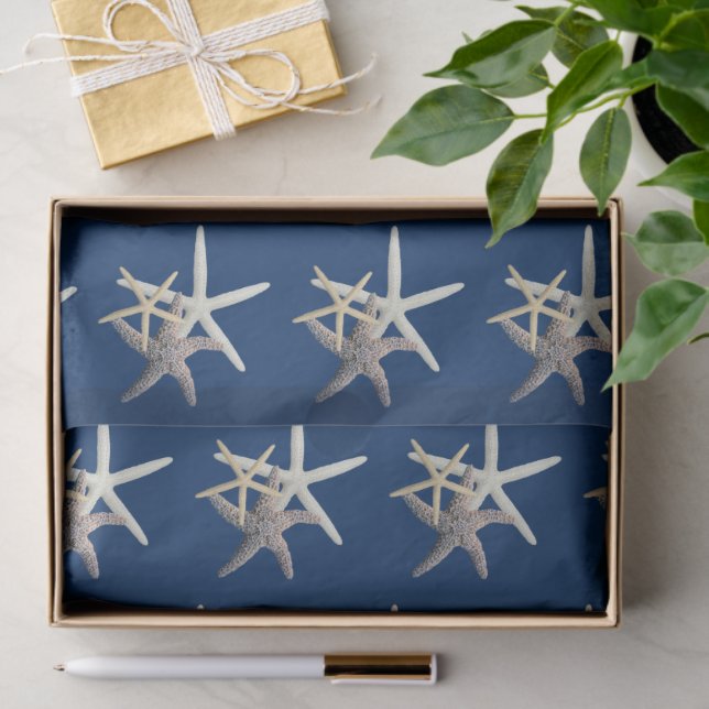 Papier Mousseline Starfish Motif bleu marine (Cadeau)