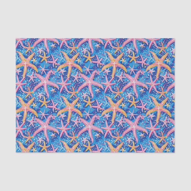 Papier Mousseline Starfish Motif rose et bleu découpage (Recto)