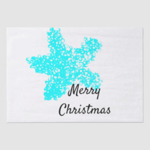 Papier Mousseline Starfish Motifs Turquoise Aqua White Joyeux Noël