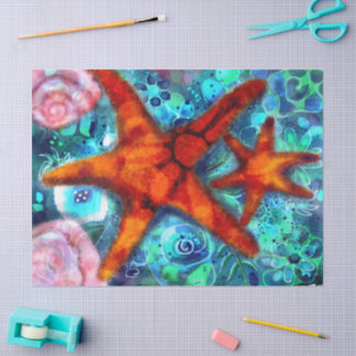 Papier Mousseline Starfish & Seashells Découpage marine côtière