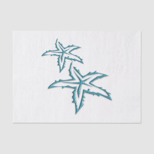Papier Mousseline Starfish turquoise (Recto)