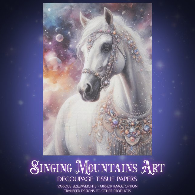 Papier Mousseline Starlight Galaxy Beautiful Horse Art Decoupage (Créateur téléchargé)