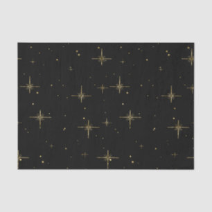 Papier Mousseline Starry Holiday Tissue Paper - Noir avec Gold Star
