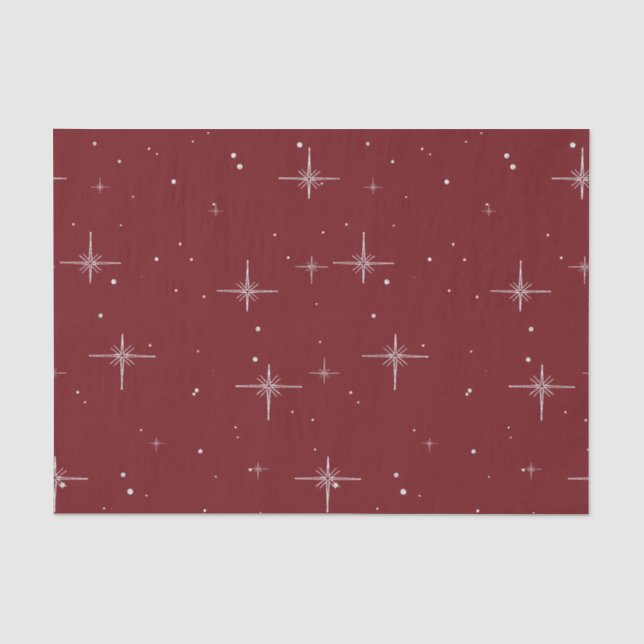 Papier Mousseline Starry Holiday Tissue Paper - Rouge avec Silver St (Recto)