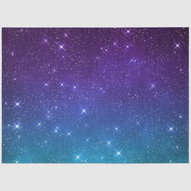 Papier Mousseline Starry twilight celestial night sky purple blue (Recto)
