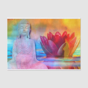 Papier Mousseline Statue du Bouddha et Lotus dans l'eau