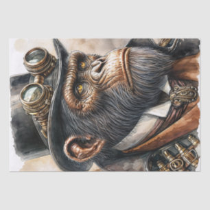 Papier Mousseline Steampunk Ape Watercolor Art