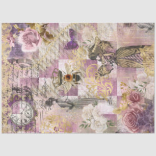 Papier Mousseline Steampunk Bee Victorian Woman Pink Checks Script