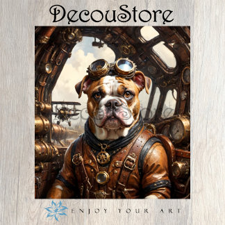 Papier Mousseline Steampunk Bulldog Decoupage