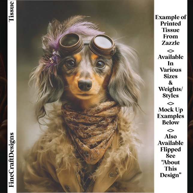 Papier Mousseline Steampunk Caniche à poils longs Teckel EP8L Découp (Créateur téléchargé)
