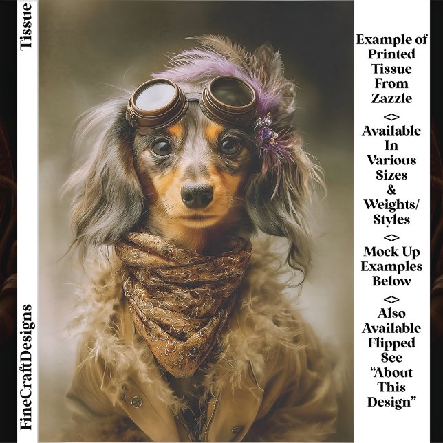 Papier Mousseline Steampunk Caniche à poils longs Teckel EP8R Découp (Créateur téléchargé)