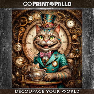 Papier Mousseline Steampunk Cheshire Chat - Alice au pays des mervei