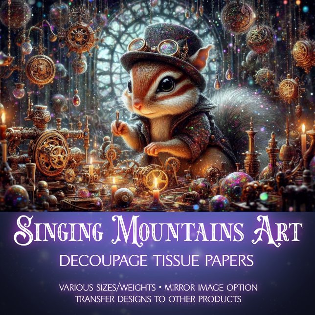 Papier Mousseline Steampunk Chipmunk Dream Mécanique Découpage (Créateur téléchargé)