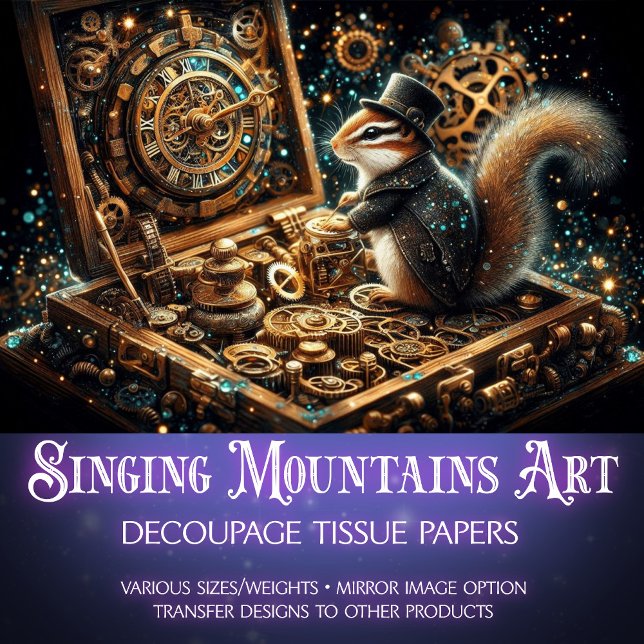 Papier Mousseline Steampunk Chipmunk Dream Mécanique Découpage (Créateur téléchargé)
