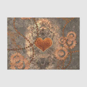 Papier Mousseline Steampunk, coeur merveilleux fait de métal rouill