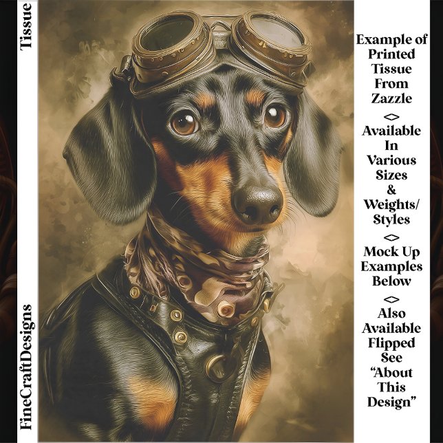 Papier Mousseline Steampunk Dachshund Dog Aviator EP7R Decoupage (Créateur téléchargé)