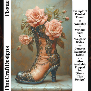 Papier Mousseline Steampunk Dames Boot & Roses Rose DF8L Découpage