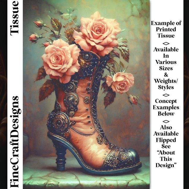 Papier Mousseline Steampunk Dames Boot & Roses Rose DF8RF Découpage (Créateur téléchargé)
