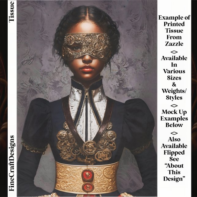 Papier Mousseline Steampunk Dark Skin Woman In Mask EM4L Decoupage (Créateur téléchargé)