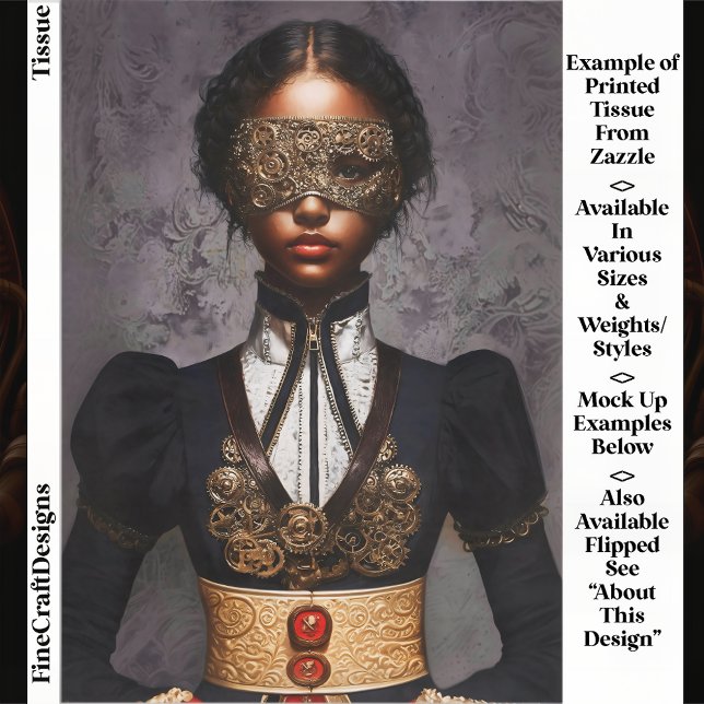 Papier Mousseline Steampunk Dark Skin Woman In Mask EM4R Decoupage (Créateur téléchargé)