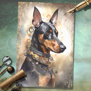 Papier Mousseline Steampunk Doberman 1 papier découpage