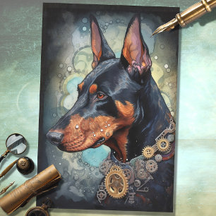 Papier Mousseline Steampunk Doberman 4 papier découpage