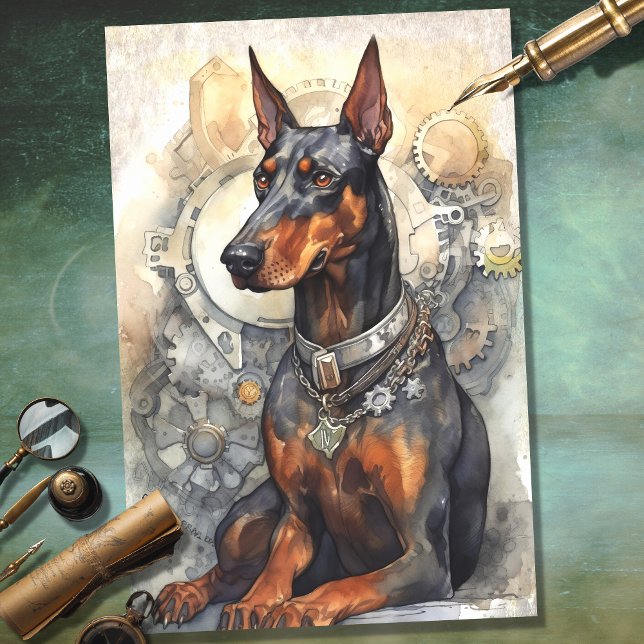 Papier Mousseline Steampunk Doberman 5 papier découpage (Créateur téléchargé)