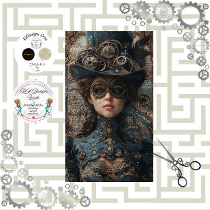 Papier Mousseline Steampunk Entraîne Turquoise fille Découpage