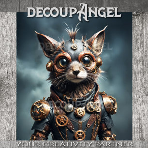 Papier Mousseline Steampunk Feline Revolution - Découpage -
