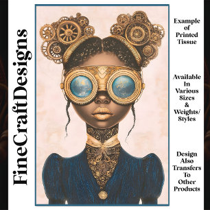 Papier Mousseline Steampunk Féminin Peau Sombre Lèvres Dorées N9 Déc