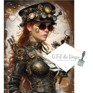 Papier Mousseline Steampunk Femme Mécanique Éléments Découpage