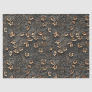 Papier Mousseline Steampunk Feuilles et fleurs rouillés pour découpa