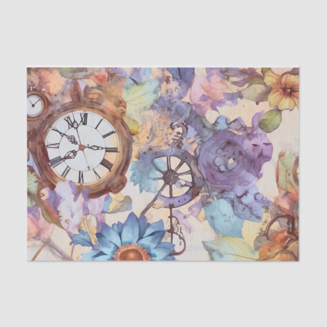 Papier Mousseline Steampunk Floral Retro (Recto)