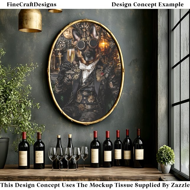 Papier Mousseline Steampunk German Shepherd, Alsacien BT4 Decoupage (Créateur téléchargé)