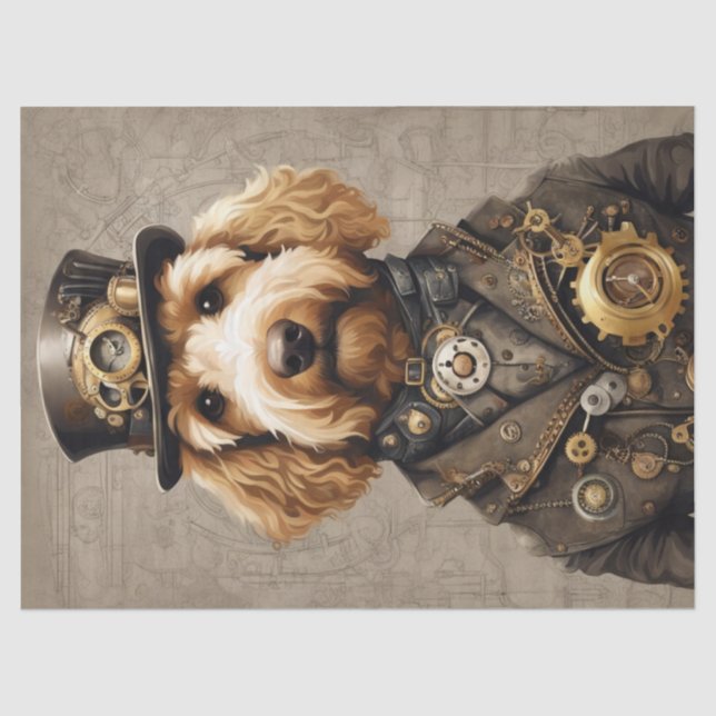Papier Mousseline Steampunk Golden Doodle : Découpage fantaisiste (Recto)