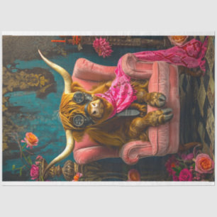 Papier Mousseline Steampunk Highland en Pink Fauteuil Découpage