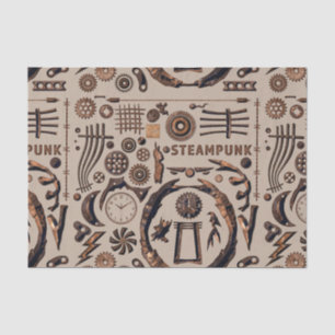 Papier Mousseline Steampunk Illustrations Motif Brown