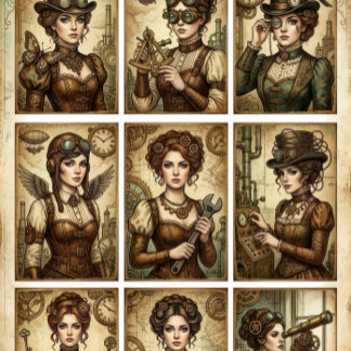 Papier Mousseline Steampunk Ladies decoupage for Small projects