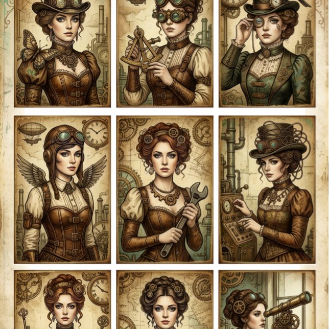 Papier Mousseline Steampunk Ladies decoupage for Small projects  (Créateur téléchargé)