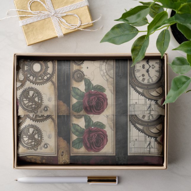 Papier Mousseline Steampunk mécanique  (Cadeau)