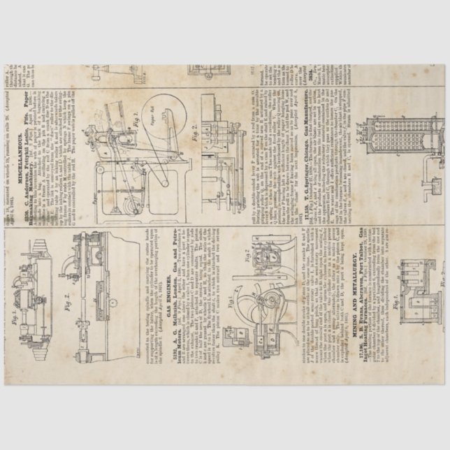 Papier Mousseline Steampunk mécanique série de conception #1 (Recto)