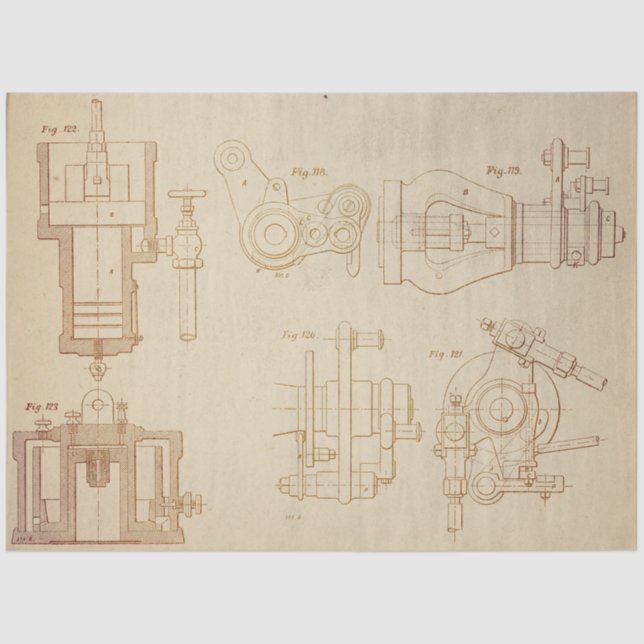 Papier Mousseline Steampunk mécanique série de conception #2 (Recto)