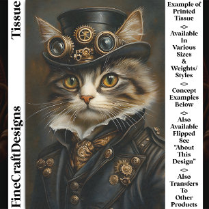 Papier Mousseline Steampunk Mignon Chic Chat Chaton BR6 Découpage