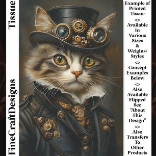 Papier Mousseline Steampunk Mignon Chic Chat Chaton BR6R Découpage