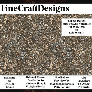 Papier Mousseline Steampunk Motif mécanique rouille BM9 Découpage