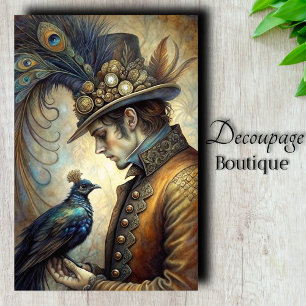 Papier Mousseline Steampunk Peacock Gentleman Decoupage