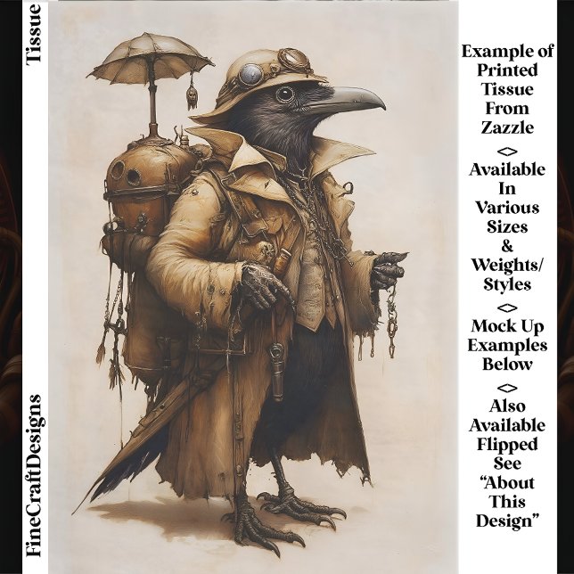 Papier Mousseline Steampunk Raven Explorer Adventurer EG7R Découpage (Créateur téléchargé)