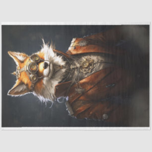 Papier Mousseline Steampunk Red Fox Uniform Decoupage