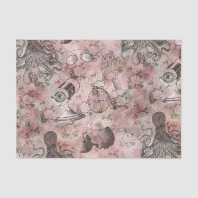 Papier Mousseline Steampunk romantique | Ephémère Vintage antique (Recto)