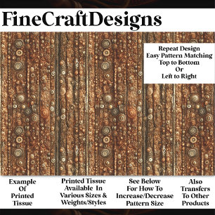 Papier Mousseline Steampunk Rusty Bronze Motif BN5 Découpage